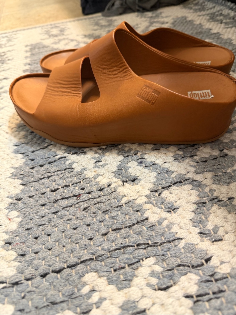 Leather Slide Sandals in Tan - Fit Flop -9 - Picture 2 of 7